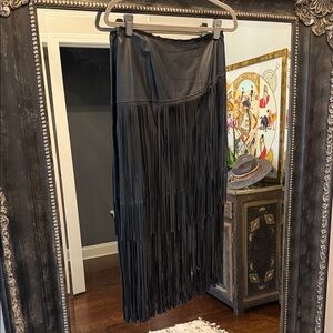 Elegant Black Fringe Skirt